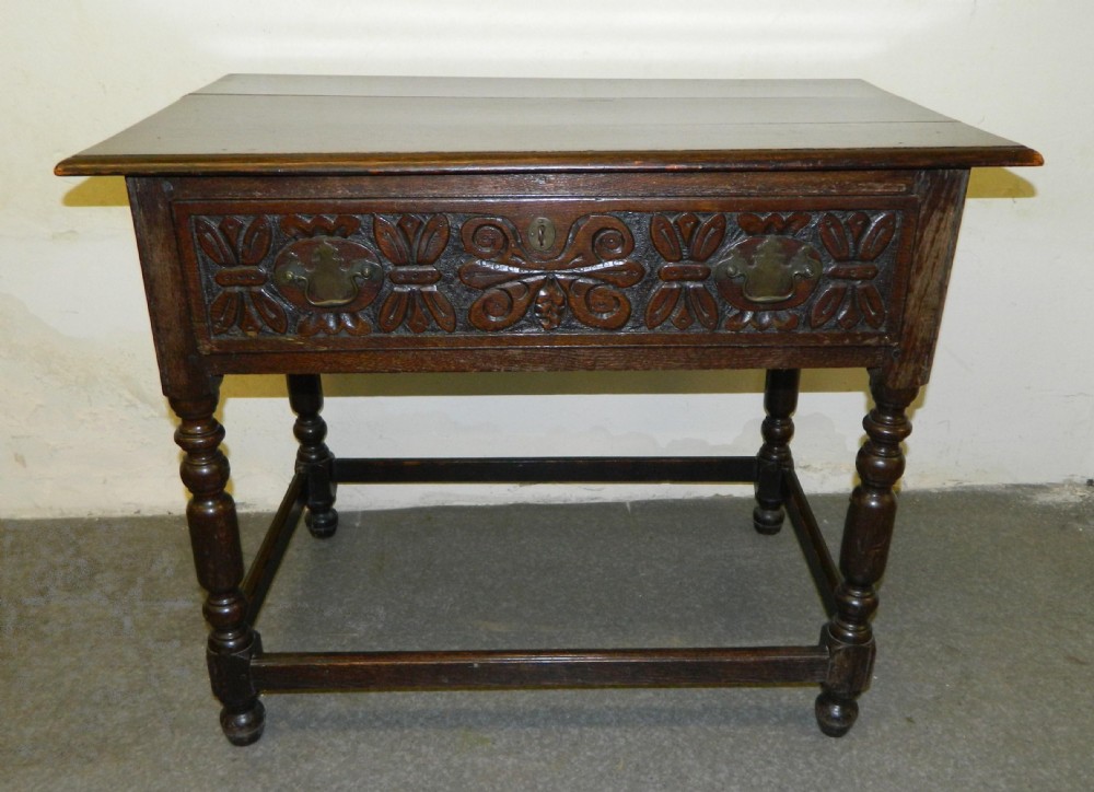 carved oak table