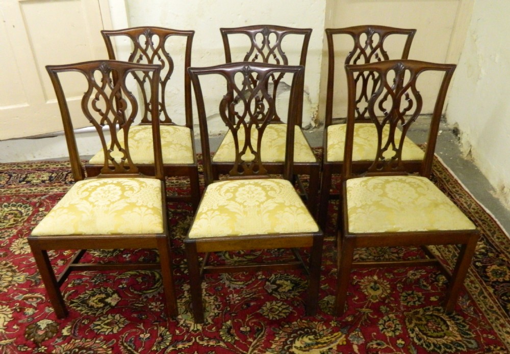 set of six mahogany chippendale style dining chairs