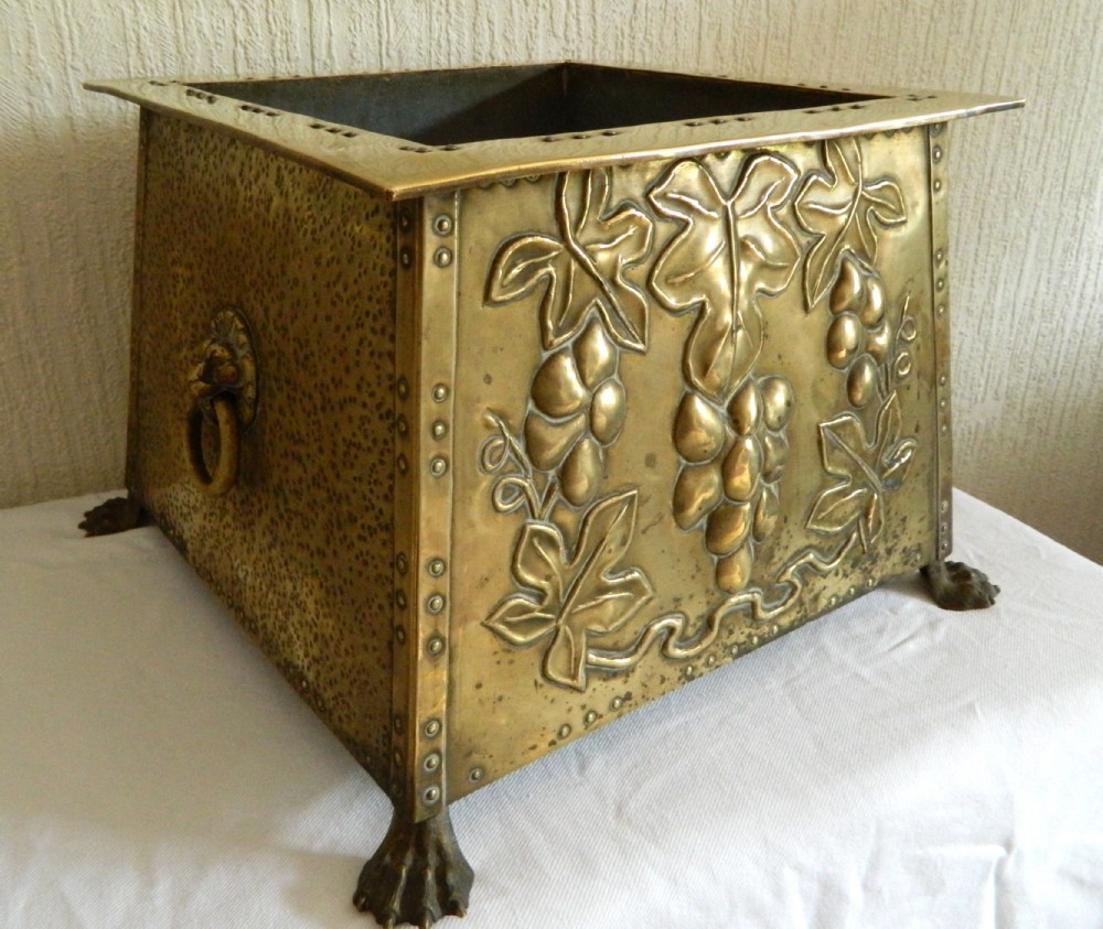 arts & crafts brass jardiniere