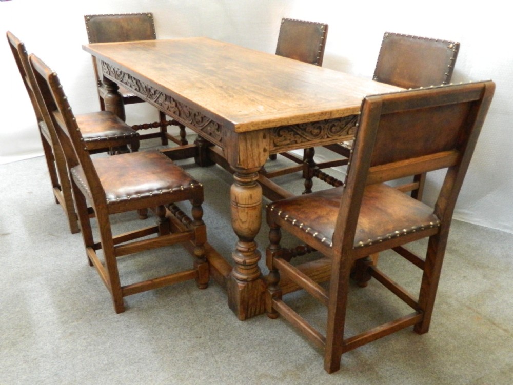oak refectory table & chairs