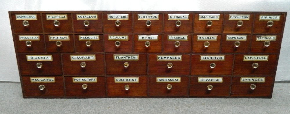 large set of chemists drawers