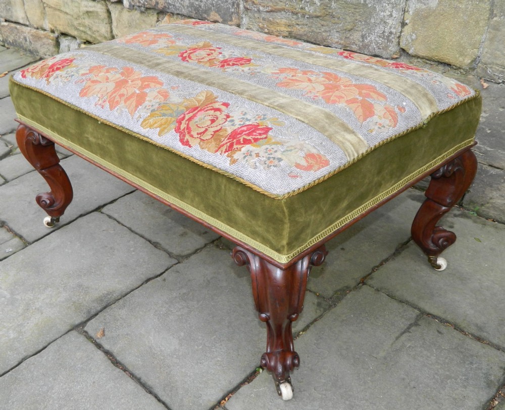 large beadwork & tapestry centre stool