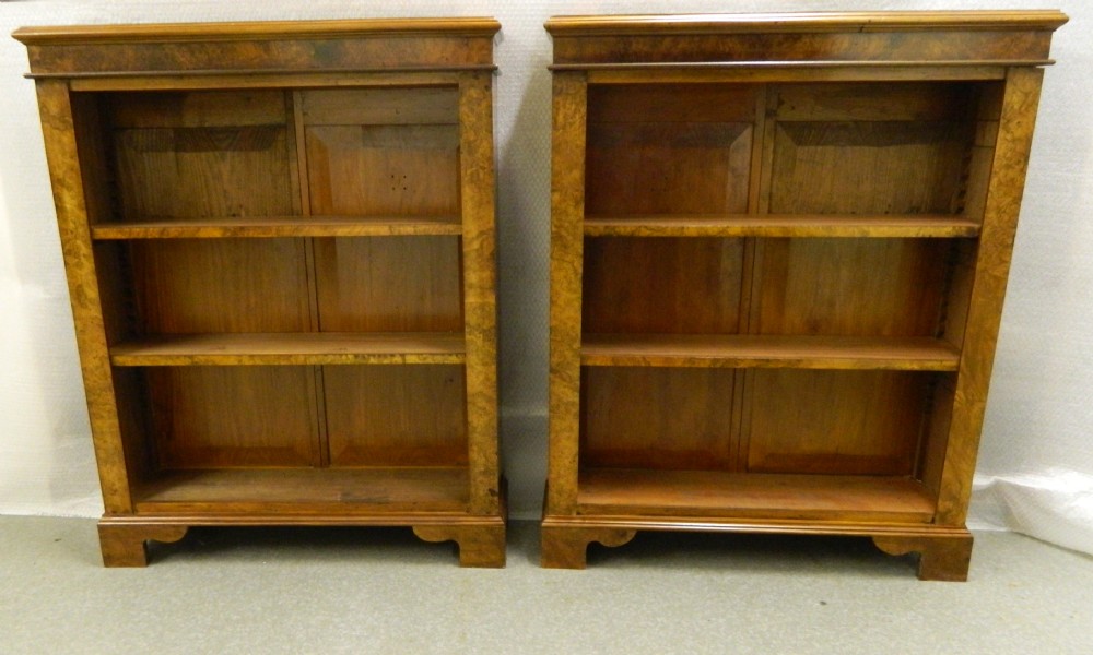 pair of small walnut bookcases
