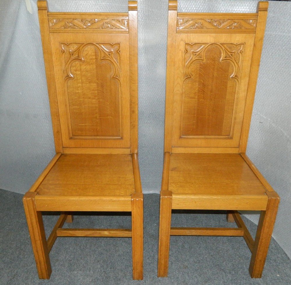 pair of oak hall chairs