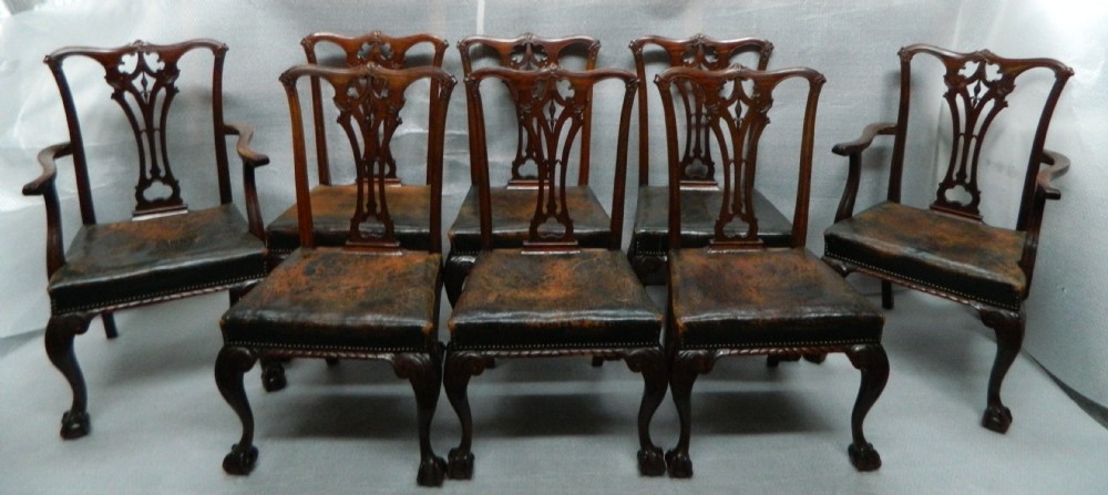 set of eight chippendale style mahogany dining chairs