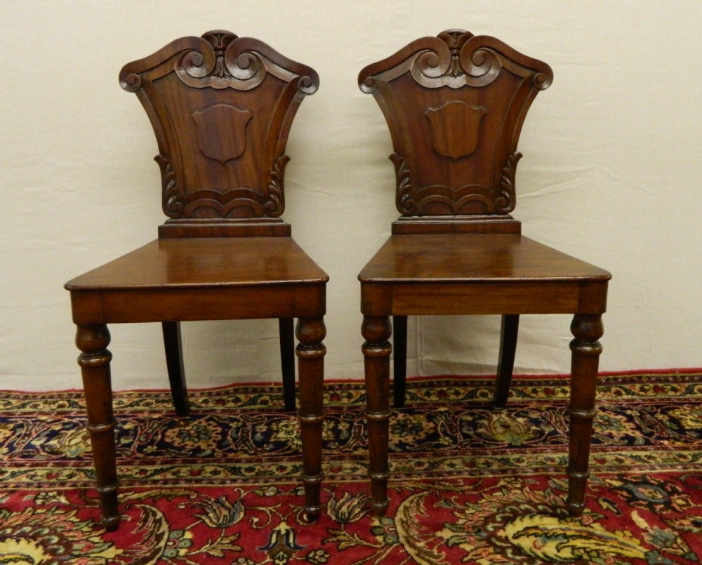 pair of william iv mahogany hall chairs