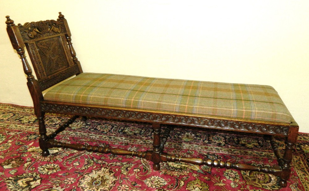 carved oak day bed