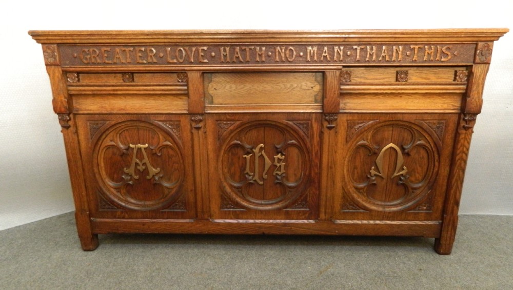 carved oak altar table