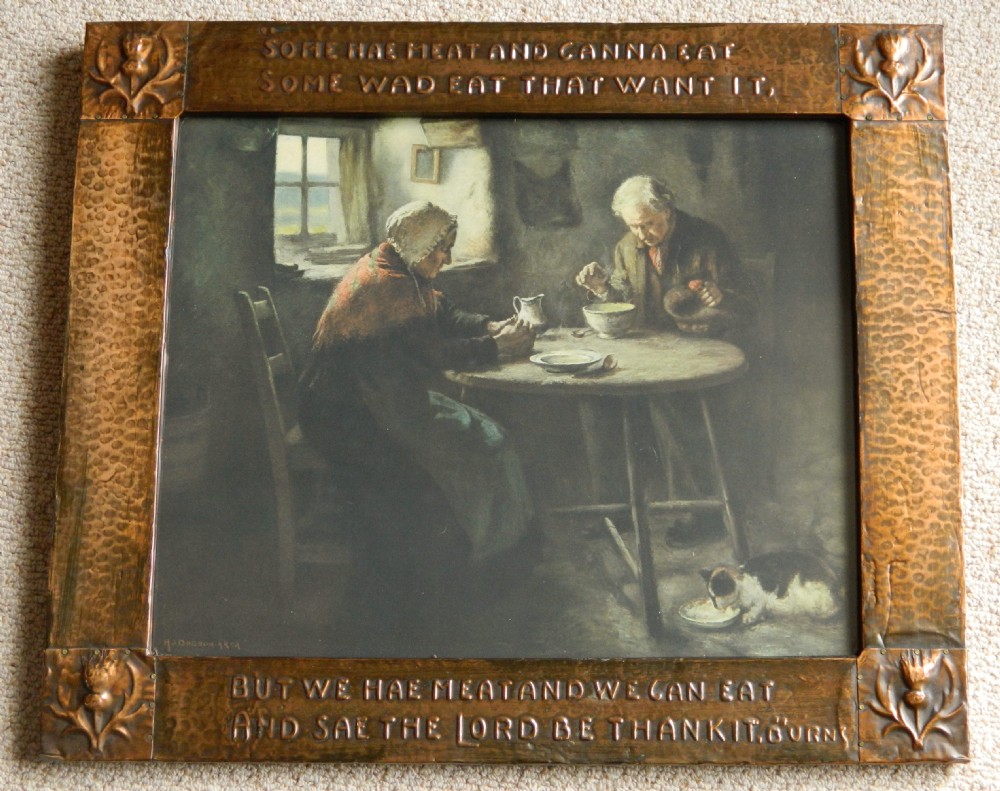 arts & crafts copper frame with Robert burns verse