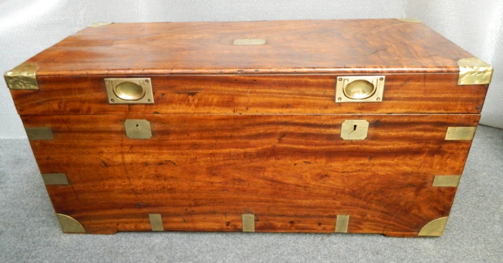 brass bound camphor wood trunk