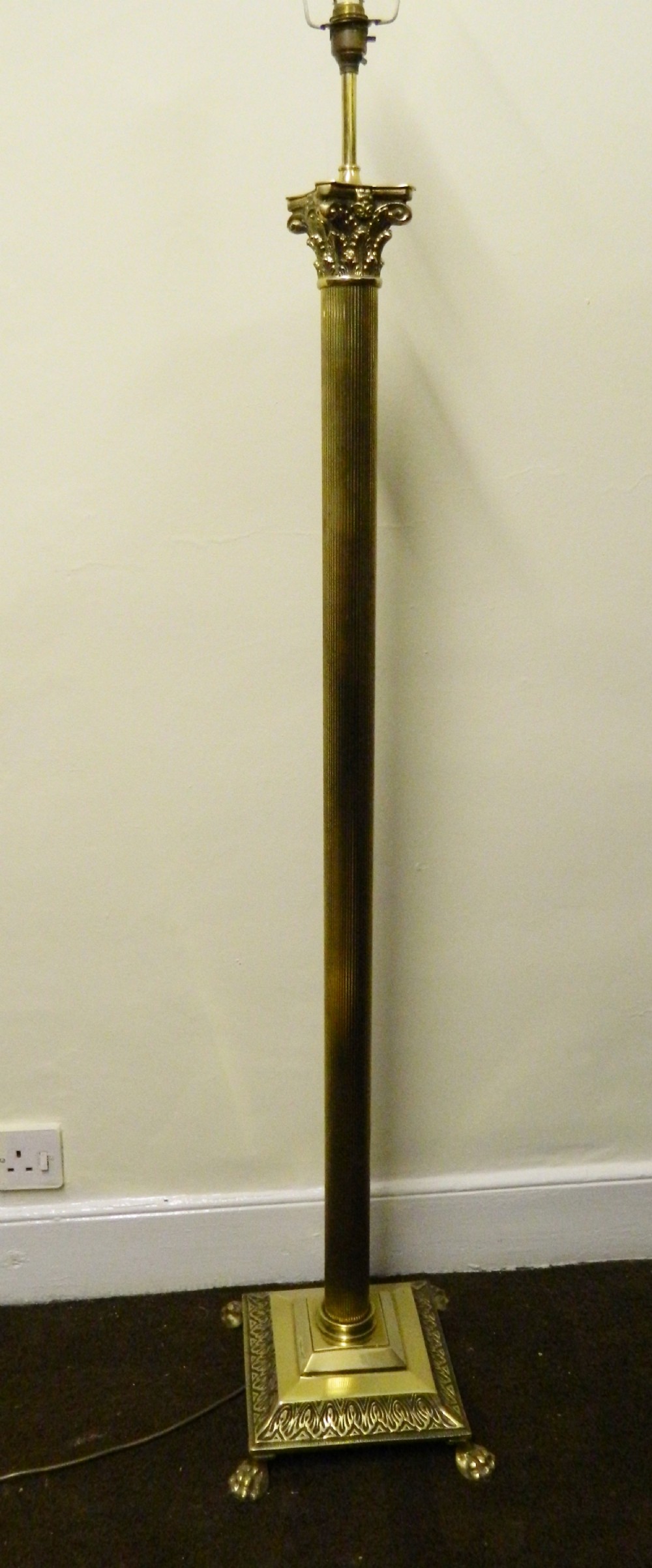 brass Corinthian column standard lamp