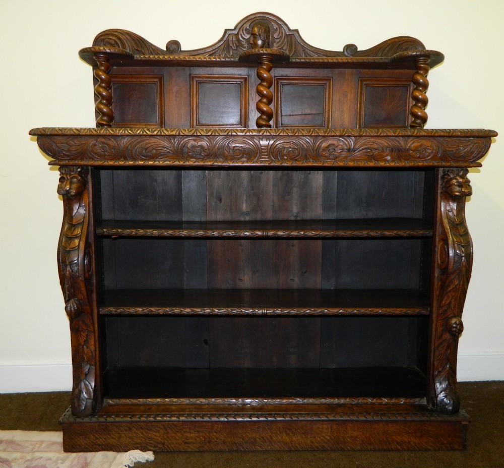 carved oak bookcase