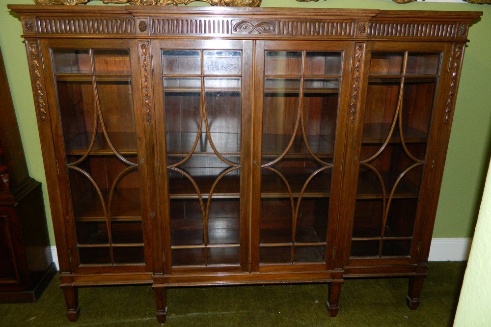 mahogany breakfront bookcase