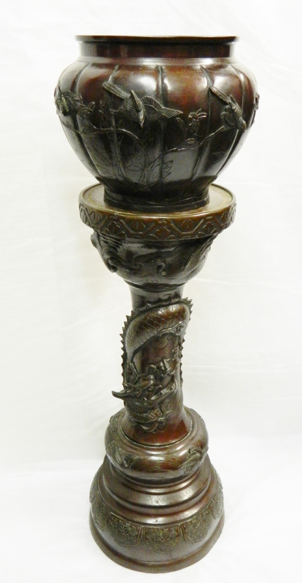 Japanese bronze jardinière & stand