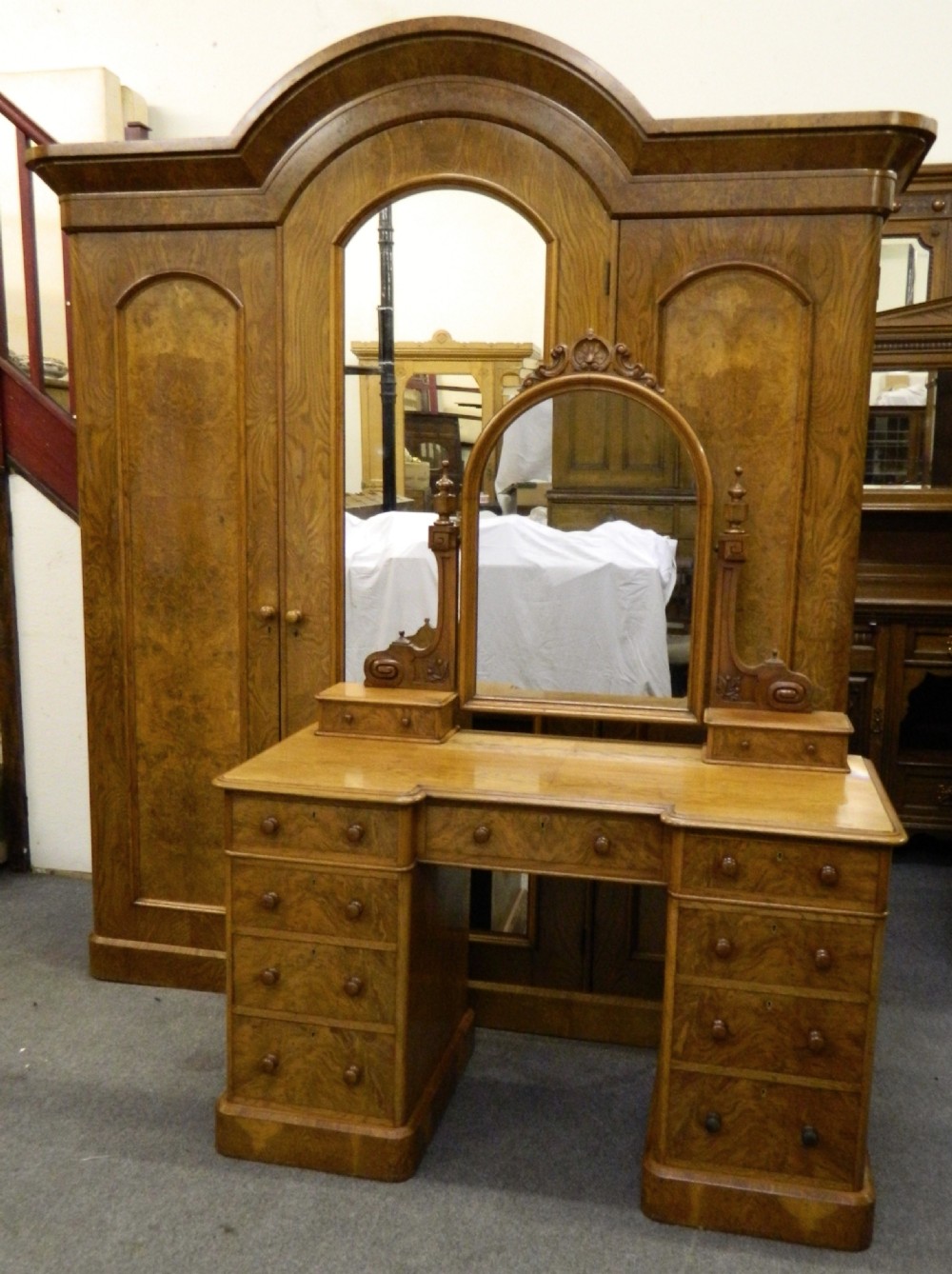 burr walnut & ash bedroom suite