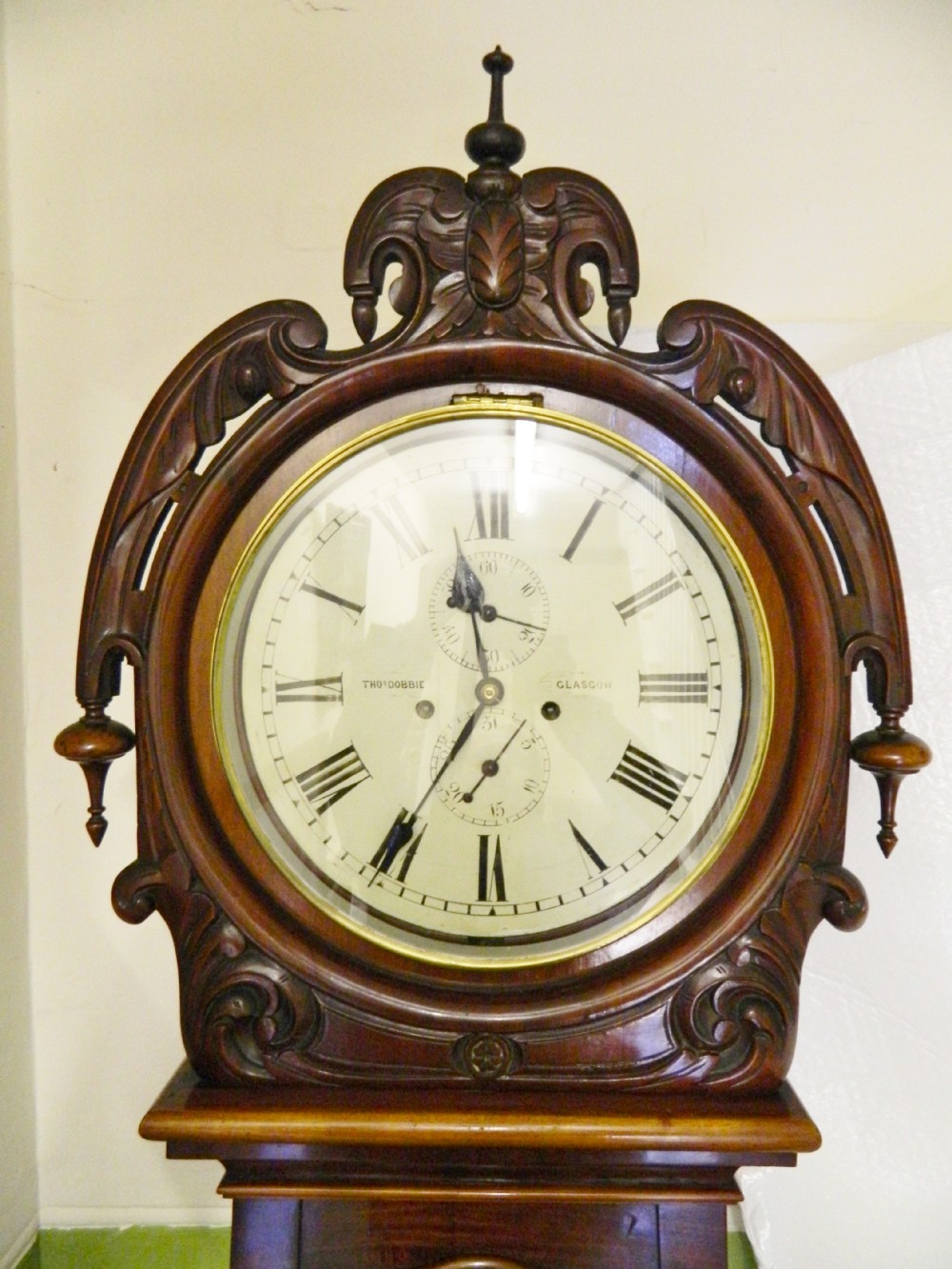 Scottish drumhead 8 day grandfather clock