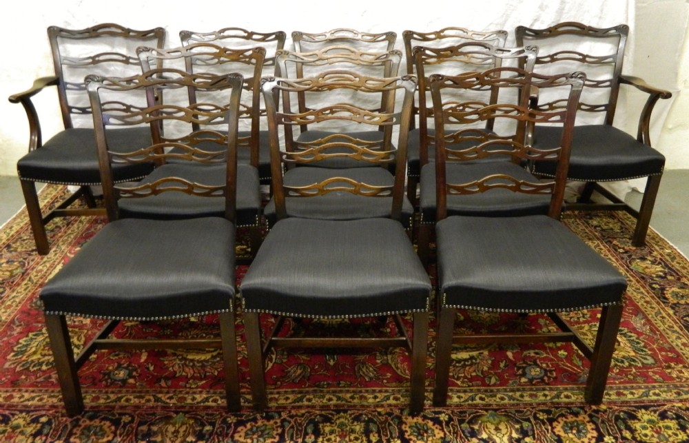 fine quality set of 11 mahogany dining chairs