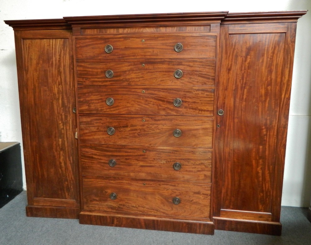 mahogany breakfront combination wardrobe