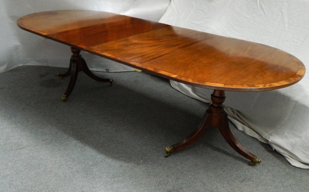 mahogany twin pillar dining table