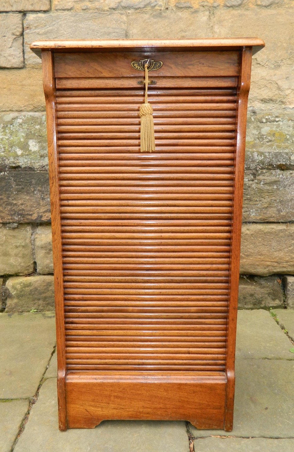 mahogany tambour front filing cabinet