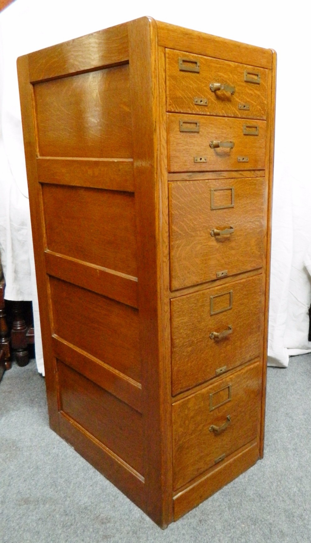 tall oak filing cabinet
