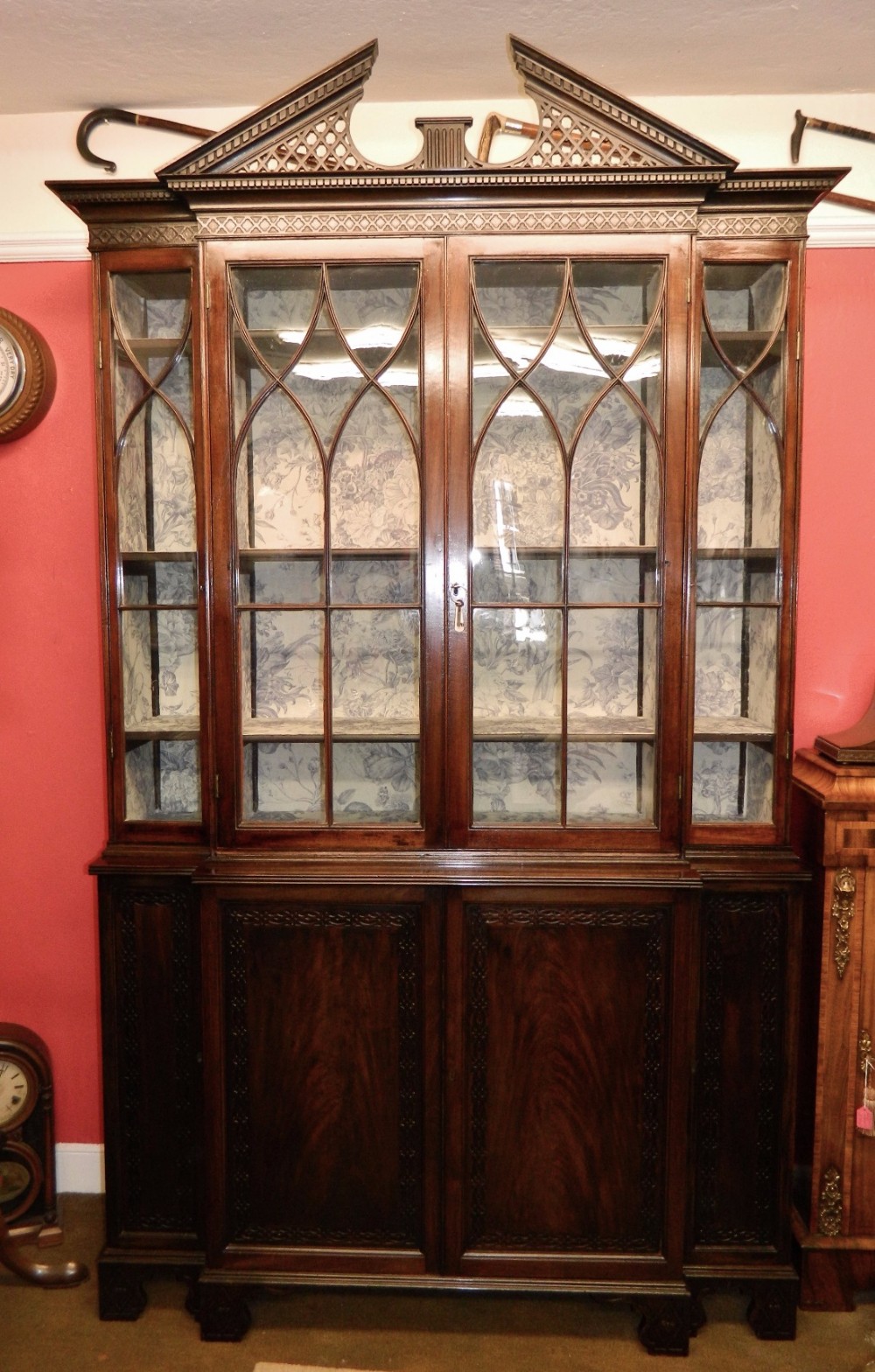 mahogany breakfront bookcase