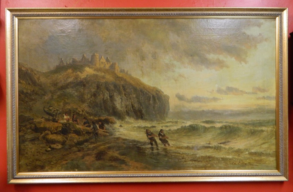 John Syer Jnr - oil painting fishermen at Flamborough Head 1877