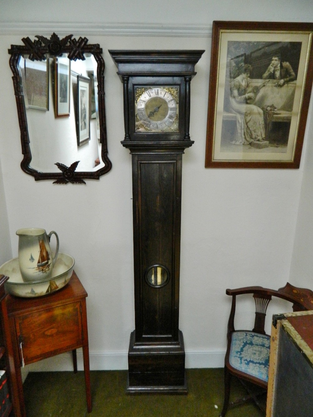early single pointer longcase clock 