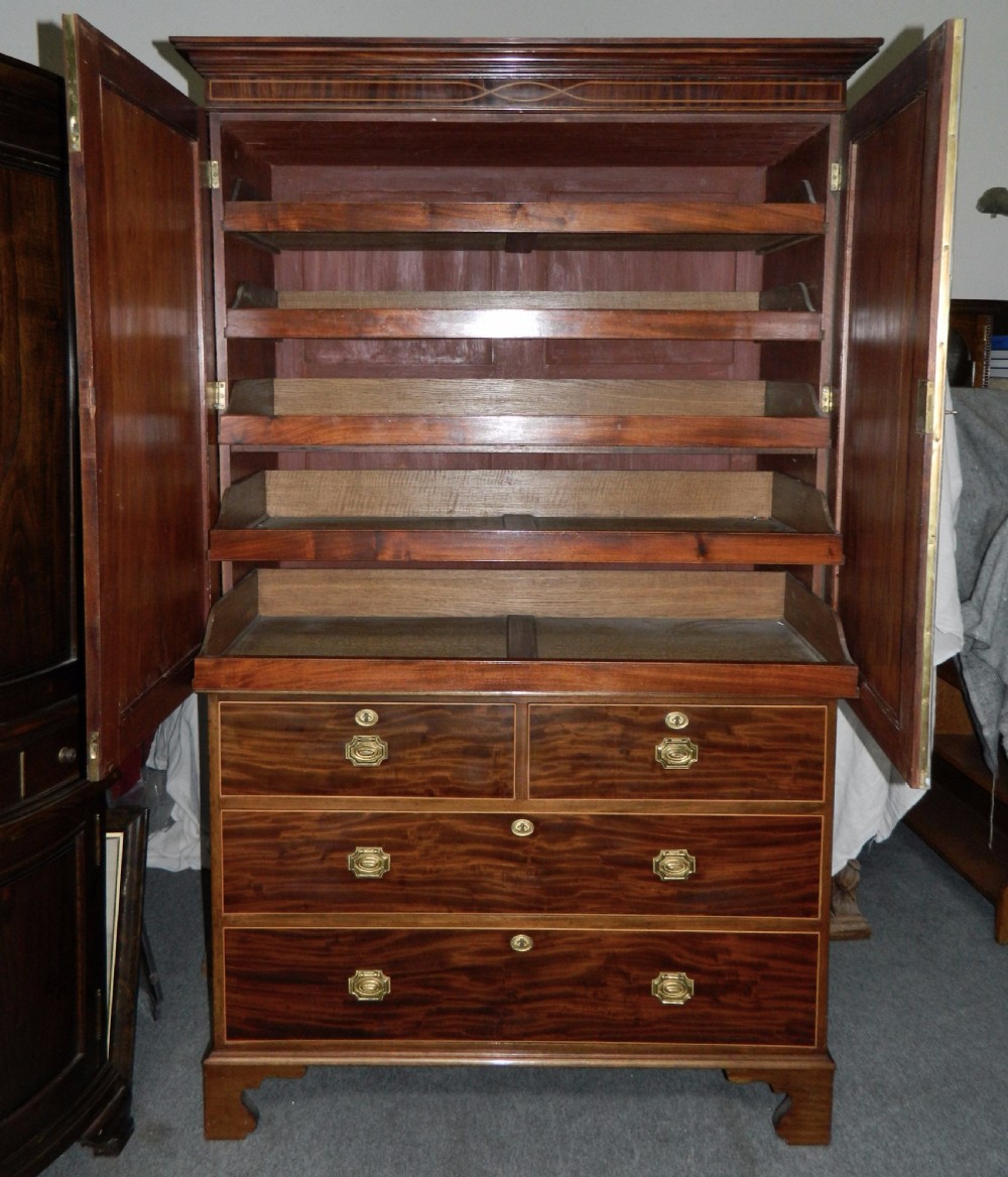 inlaid mahogany linen press View V