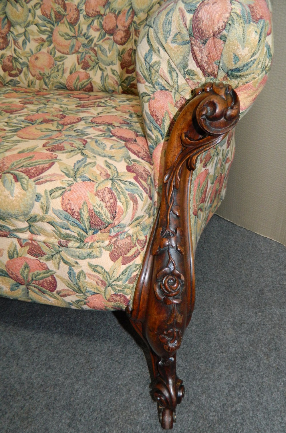 Victorian carved rosewood sofa View II