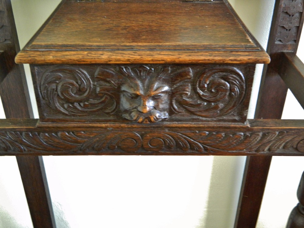 carved oak green man hall stand View IV