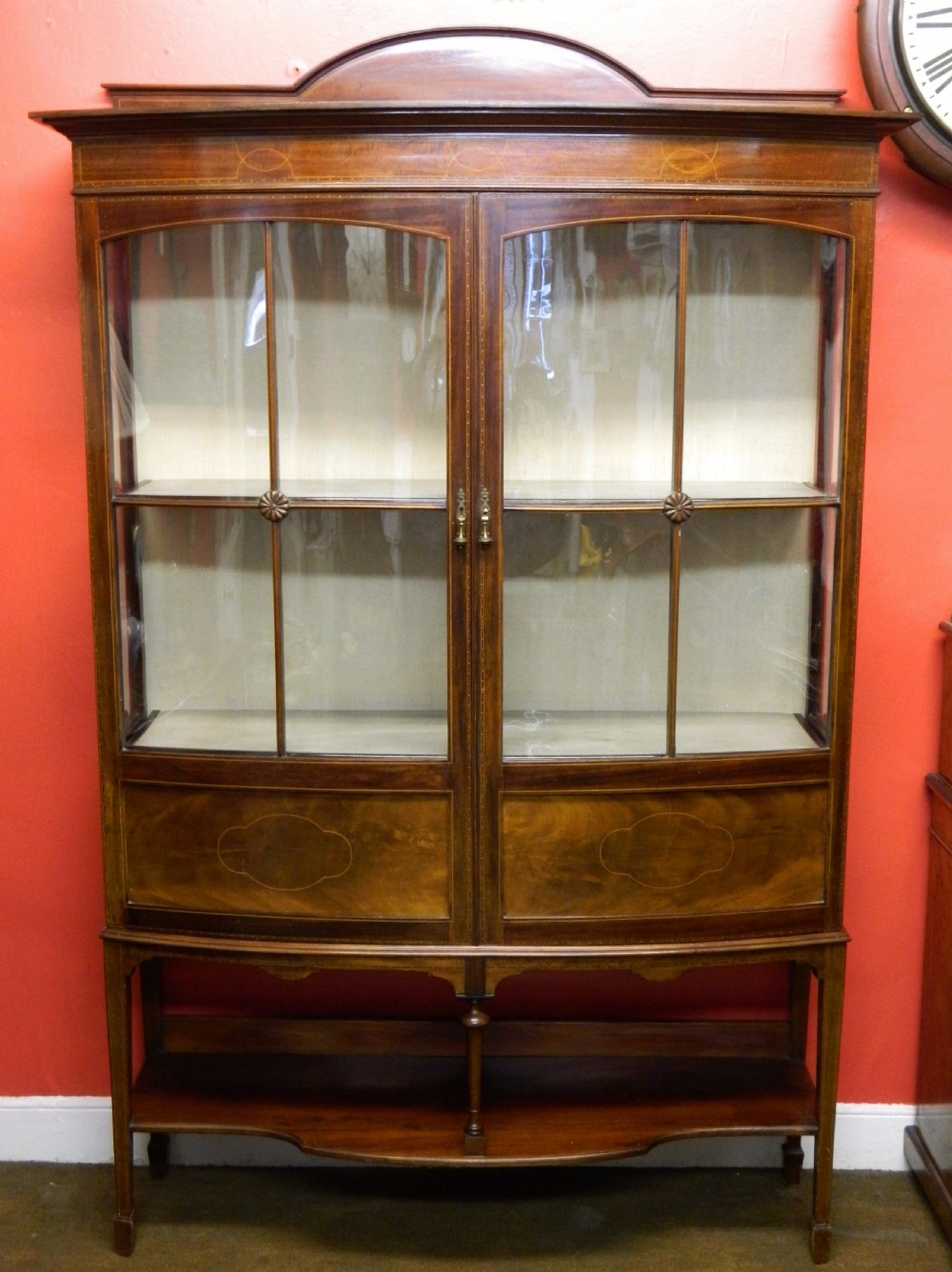 inlaid mahogany display cabinet