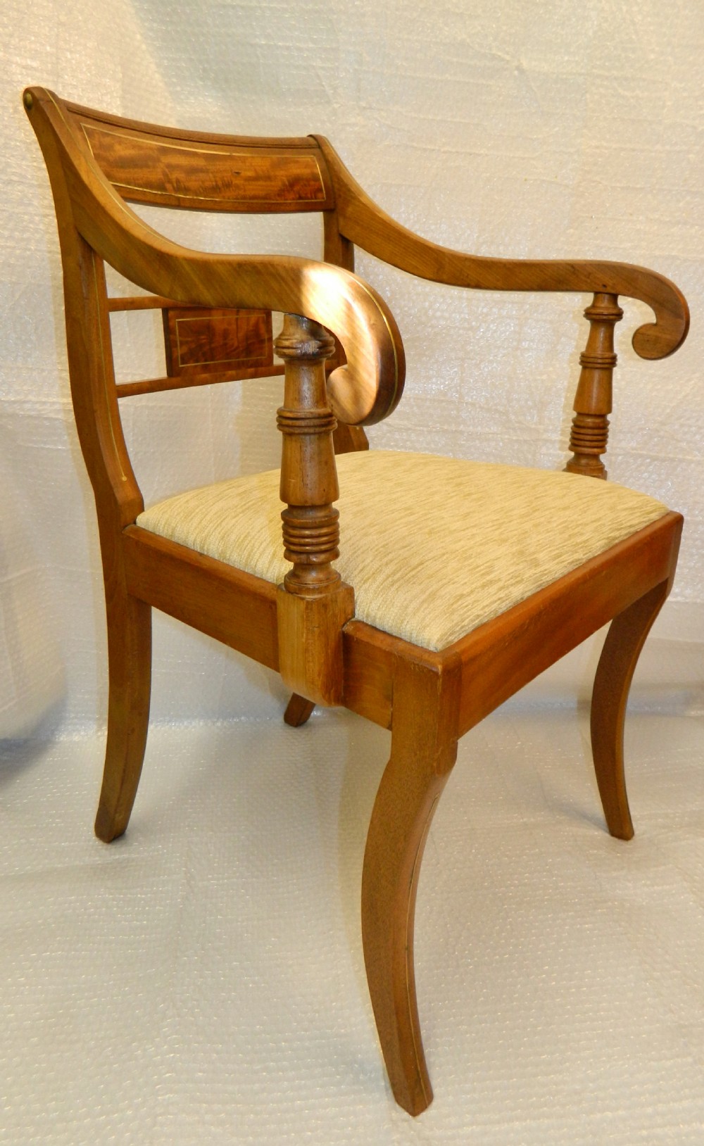 Regency mahogany brass inlaid armchair View III