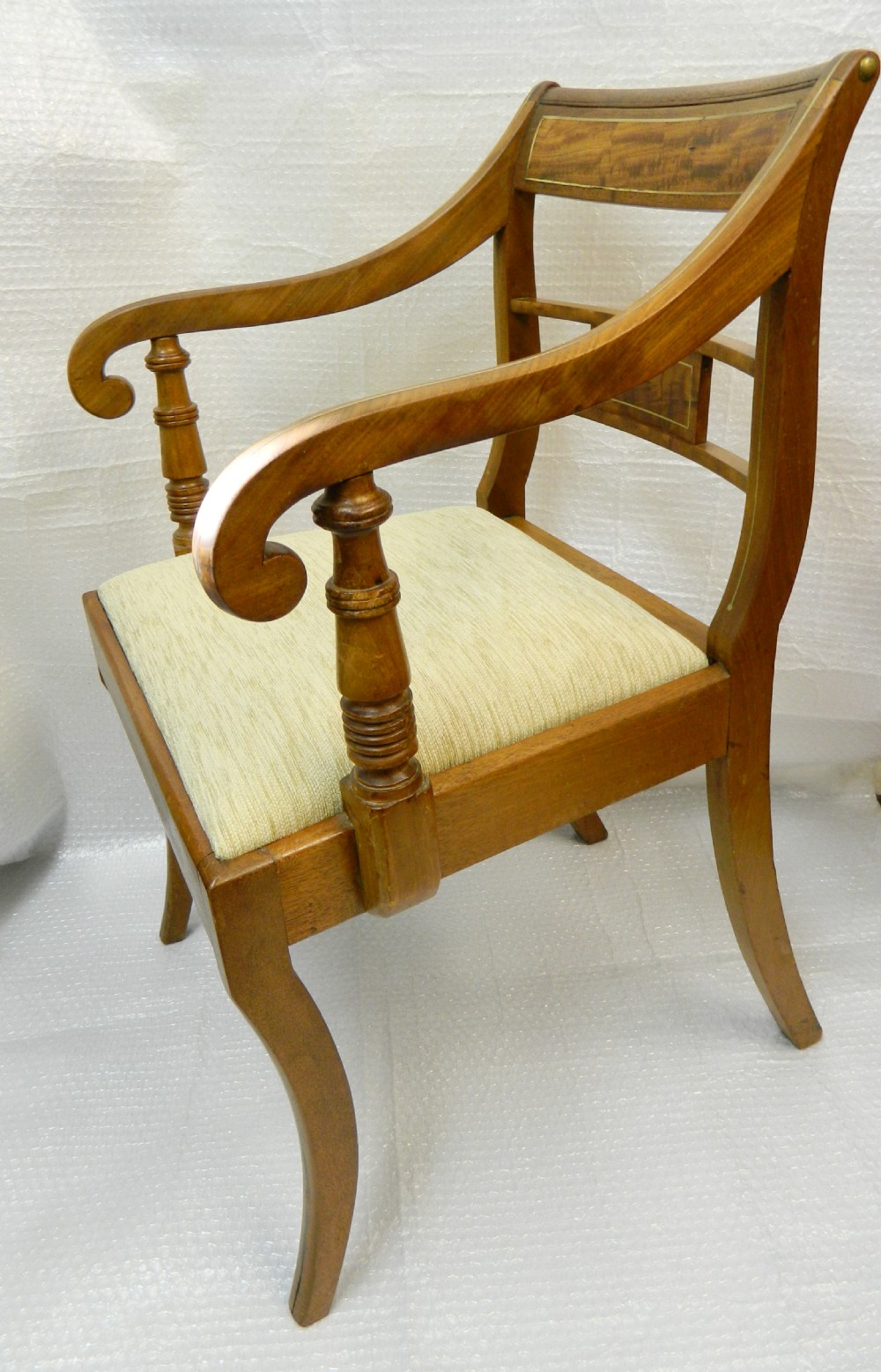 Regency mahogany brass inlaid armchair View IV
