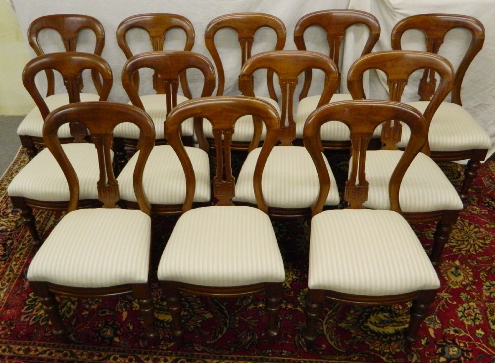 superb set of 12 mahogany dining chairs View II