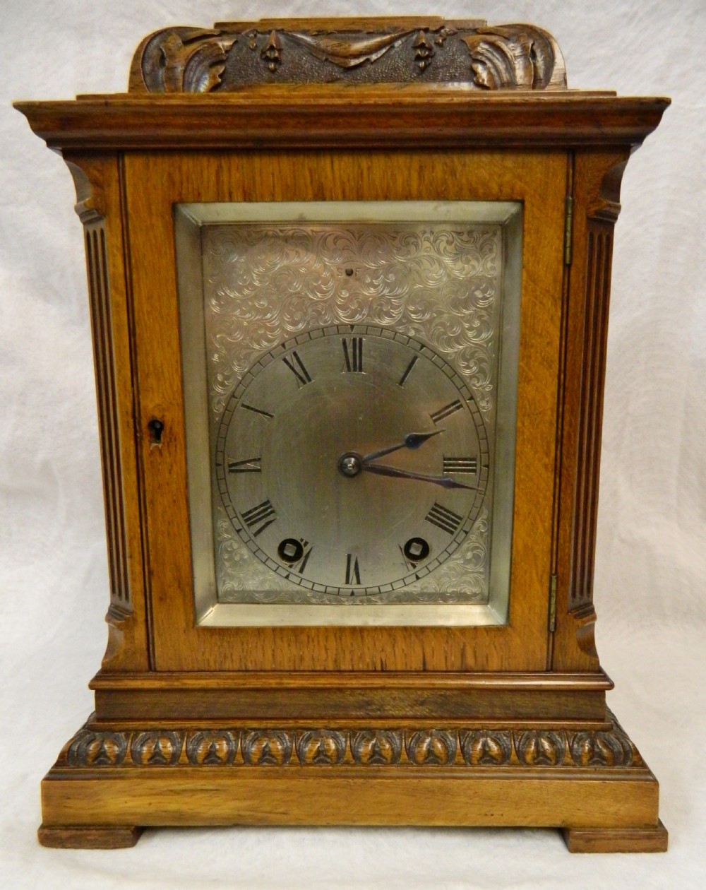 French oak & walnut mantel clock - Mougin Paris View II