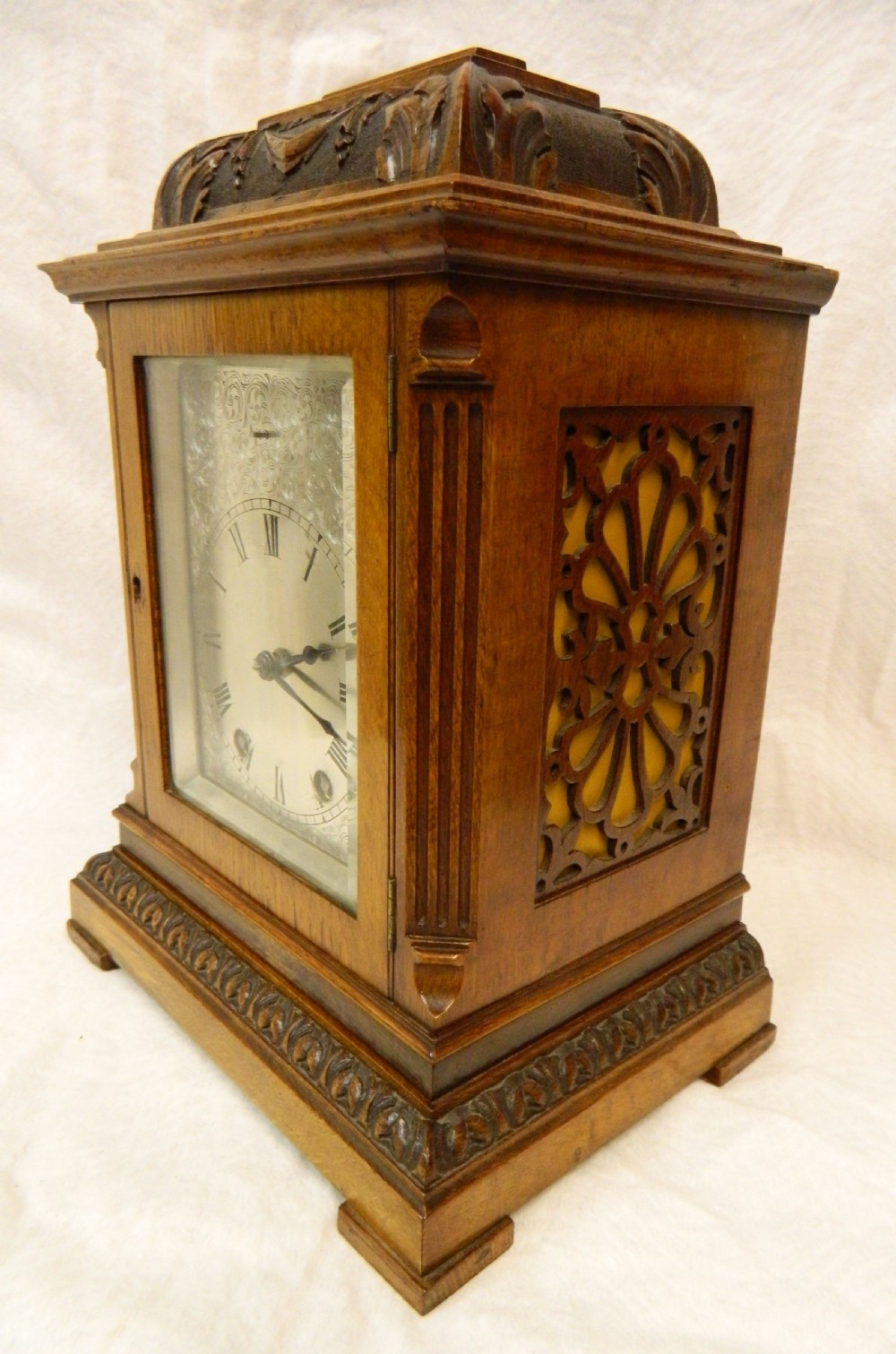 French oak & walnut mantel clock - Mougin Paris View III