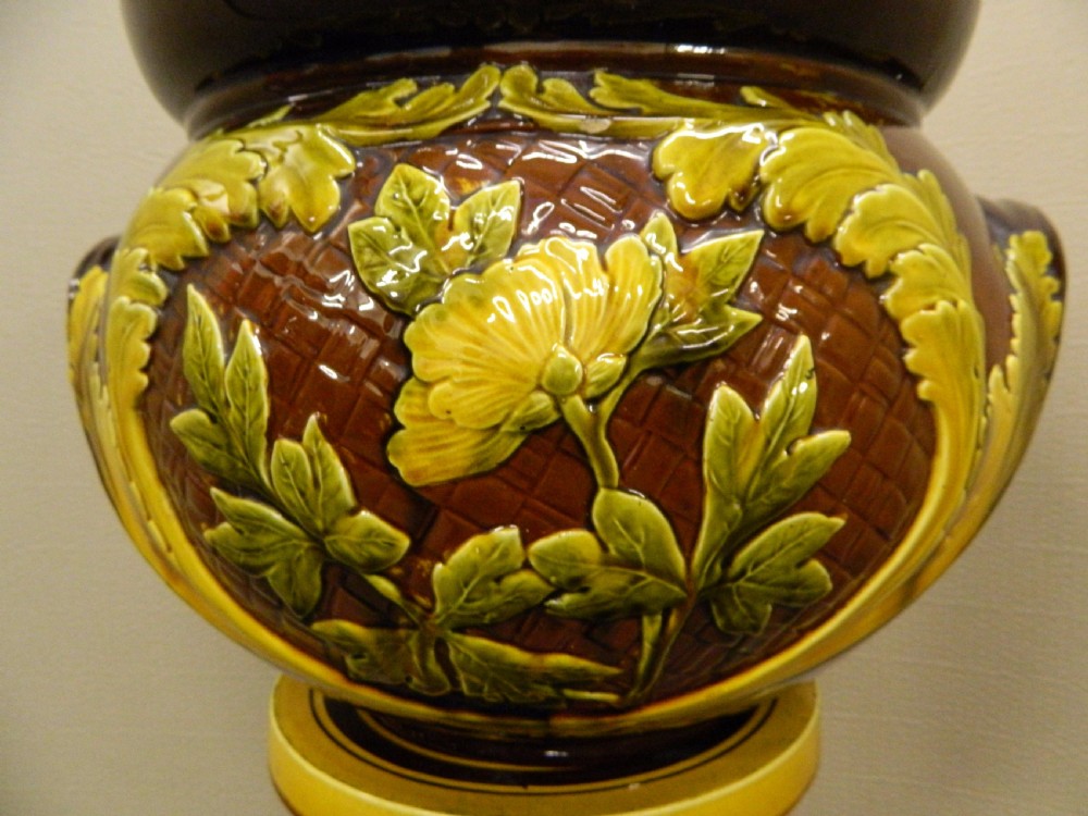large majolica jardiniere on stand View II