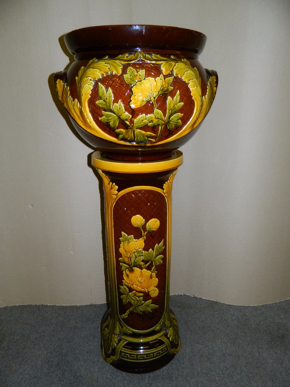 large majolica jardiniere on stand View VII