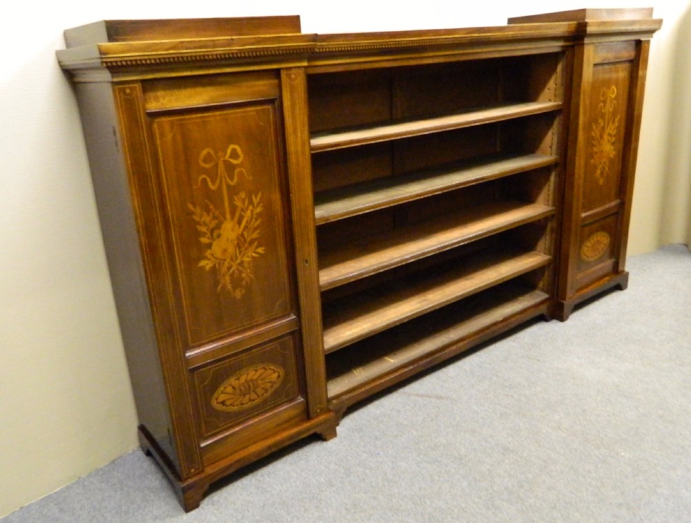 large inlaid mahogany bookcase View II