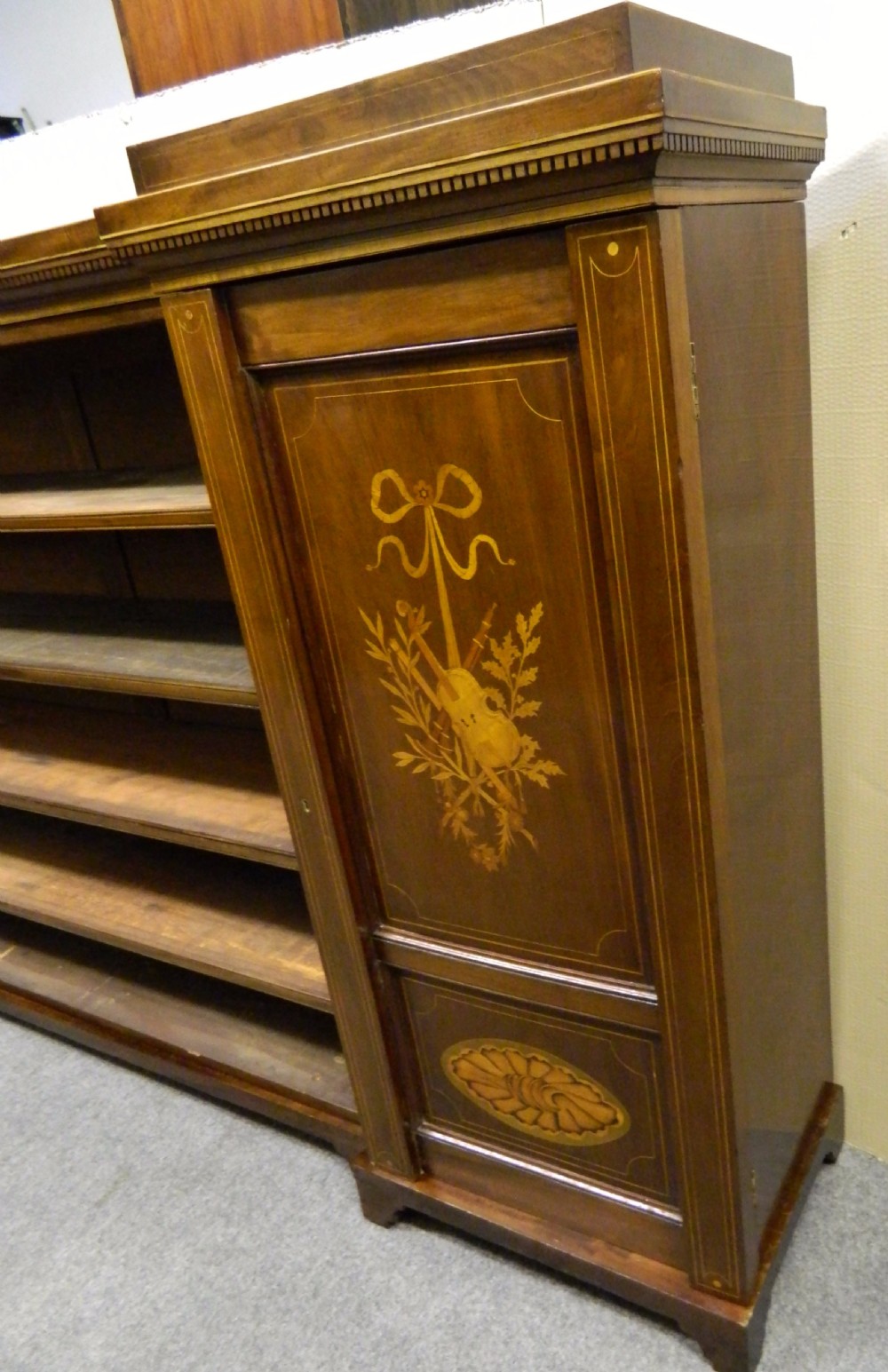 large inlaid mahogany bookcase View III