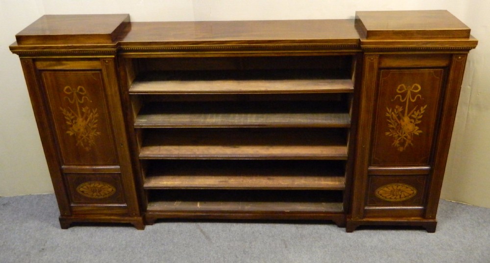 large inlaid mahogany bookcase View VI