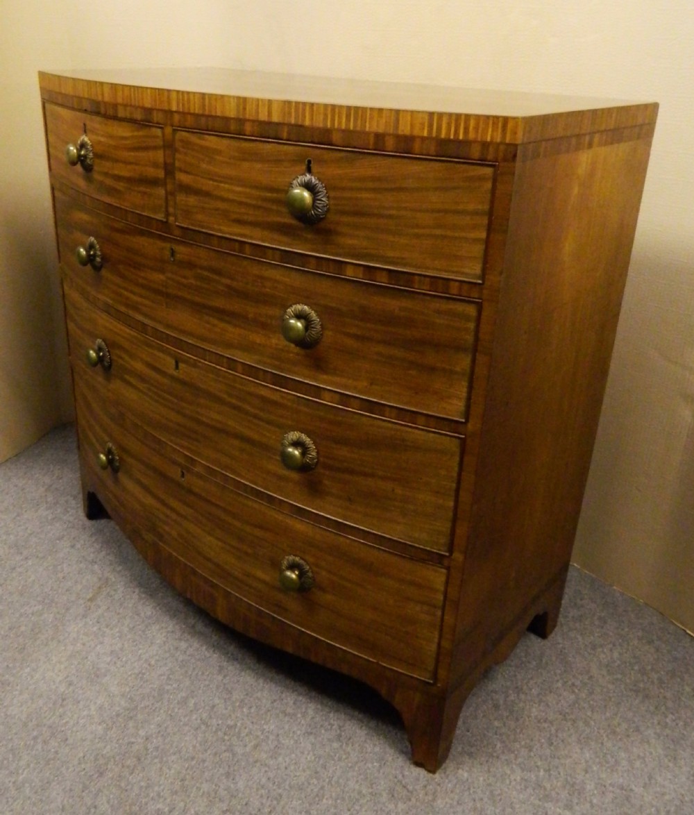 Regency mahogany bowfront chest of drawers View V