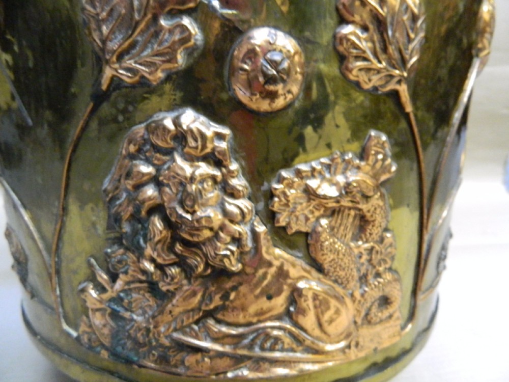 Arts & Crafts brass and copper log bin View III