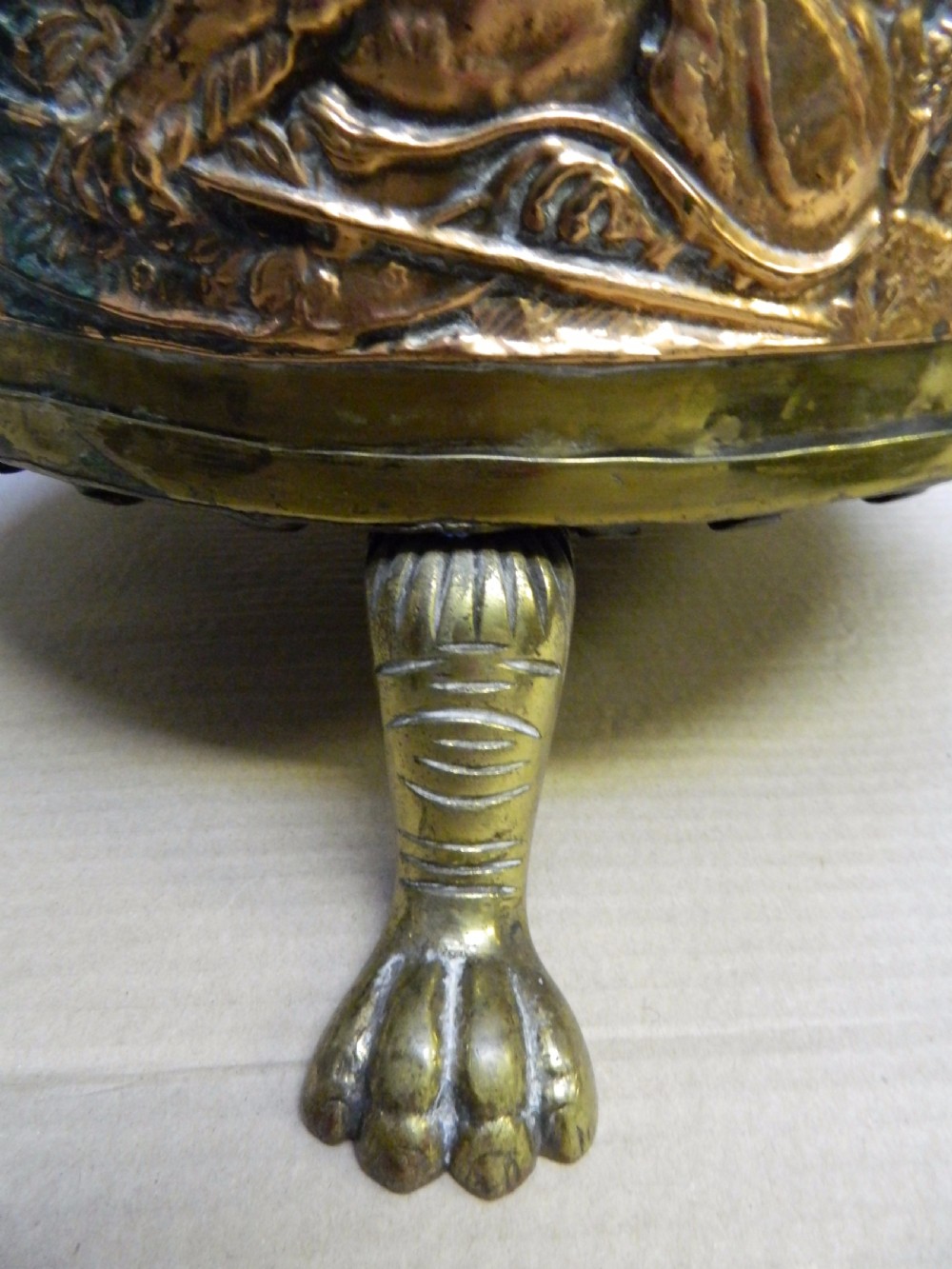 Arts & Crafts brass and copper log bin View VI