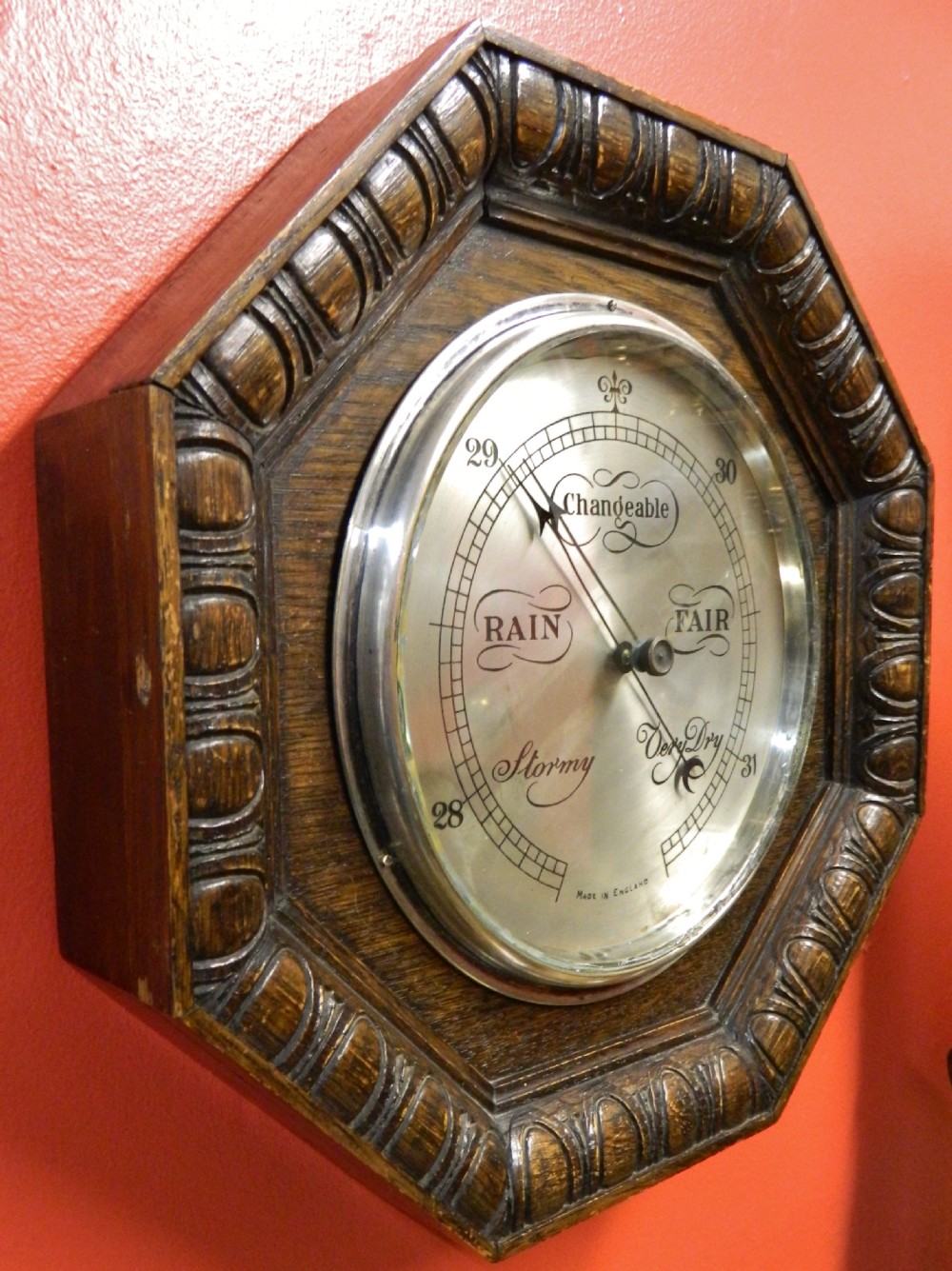 carved oak barometer View II