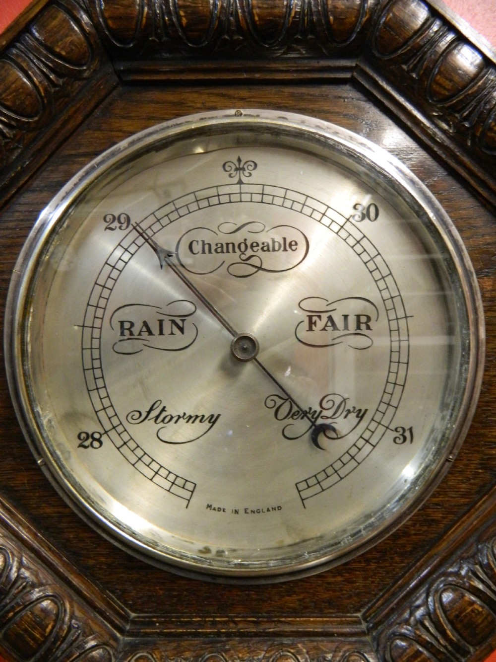 carved oak barometer View III