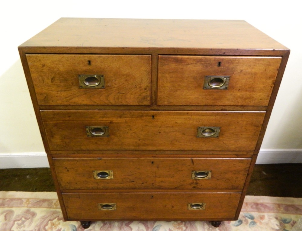 teak military campaign chest of drawers View II