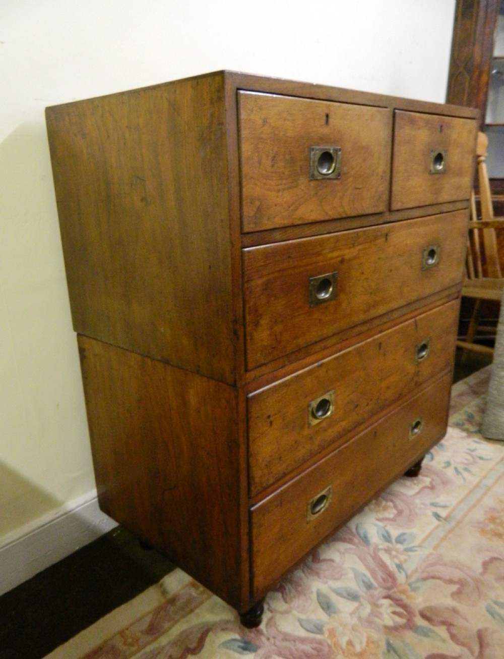 teak military campaign chest of drawers View III