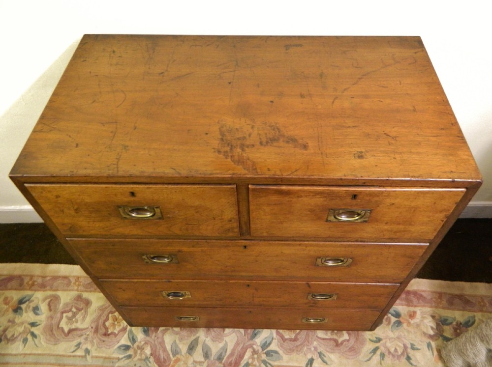 teak military campaign chest of drawers View IV
